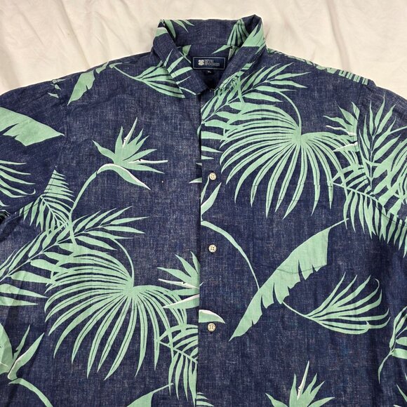 Reyn Spooner Mens Size XL Blue Green Tropical Print Short Sleeve Button Shirt - Picture 3 of 9